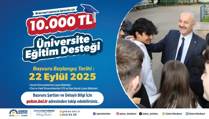 Gebze Belediyesi Üniversite Eğitim Desteği 2025: 10 Bin TL Burs Başvurusu Başlıyor